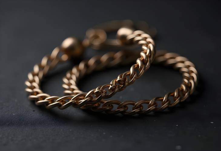 Gorgeous CloseUp of Chain Bracelets on Charcoal Surface